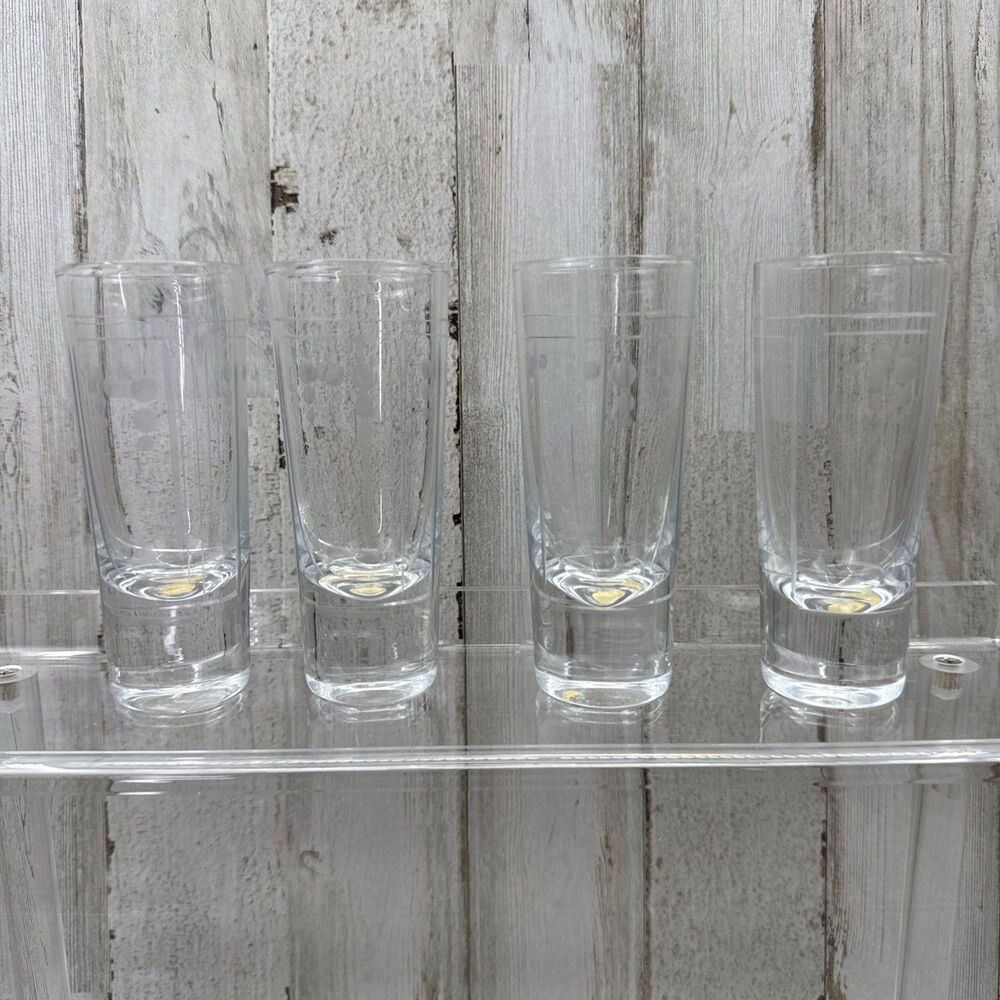 Rare New Aston Princess House Shot Glasses Etched Set Of 4 1” Weighted Bottoms